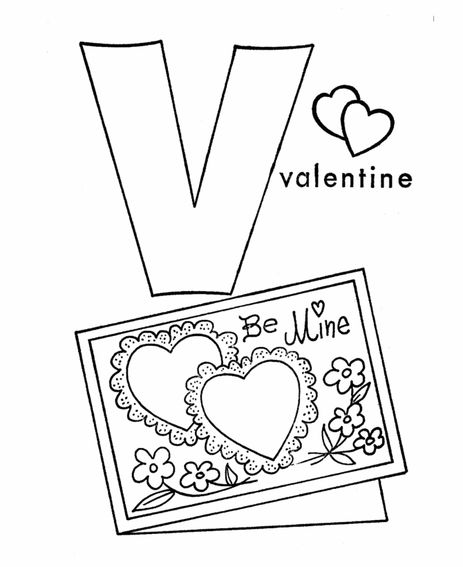 ABC Alphabet Coloring Sheets V Is For Valentine HonkingDonkey