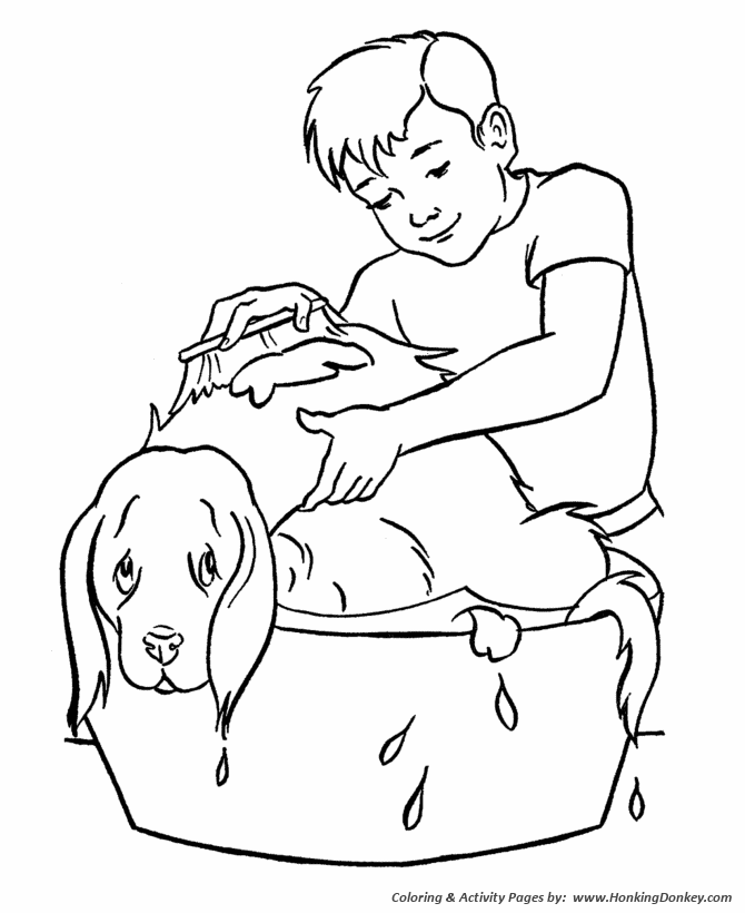 Dog Bath - Dog Coloring page