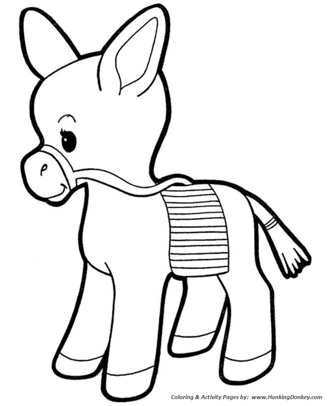 Farm animal coloring page | Donkey piata