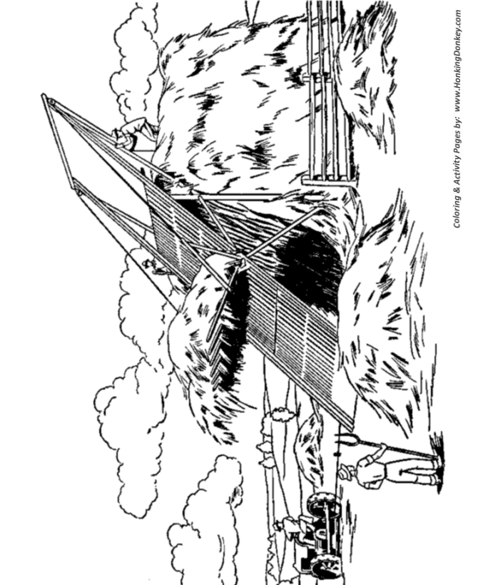 Farm equipment coloring page | Hay Lift in the field