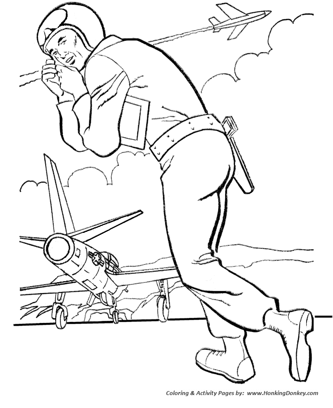 Armed Forces Day Coloring Pages Air Force Pilot scramble