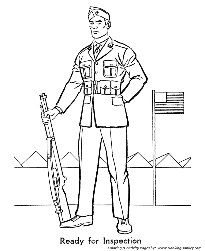 Armed Forces Day Coloring page | Marine ready for inspection