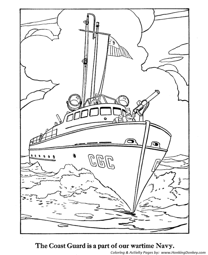 Armed Forces Day Coloring page | US Coast Guard Patrol boat