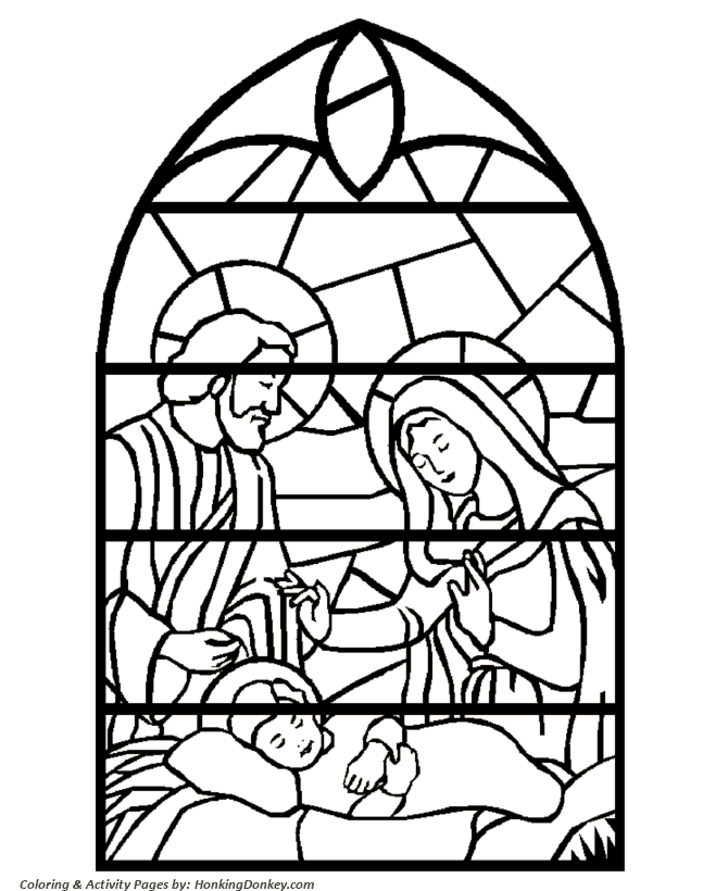 Bible Coloring Pages Stained Glass Nativity Coloring Pages