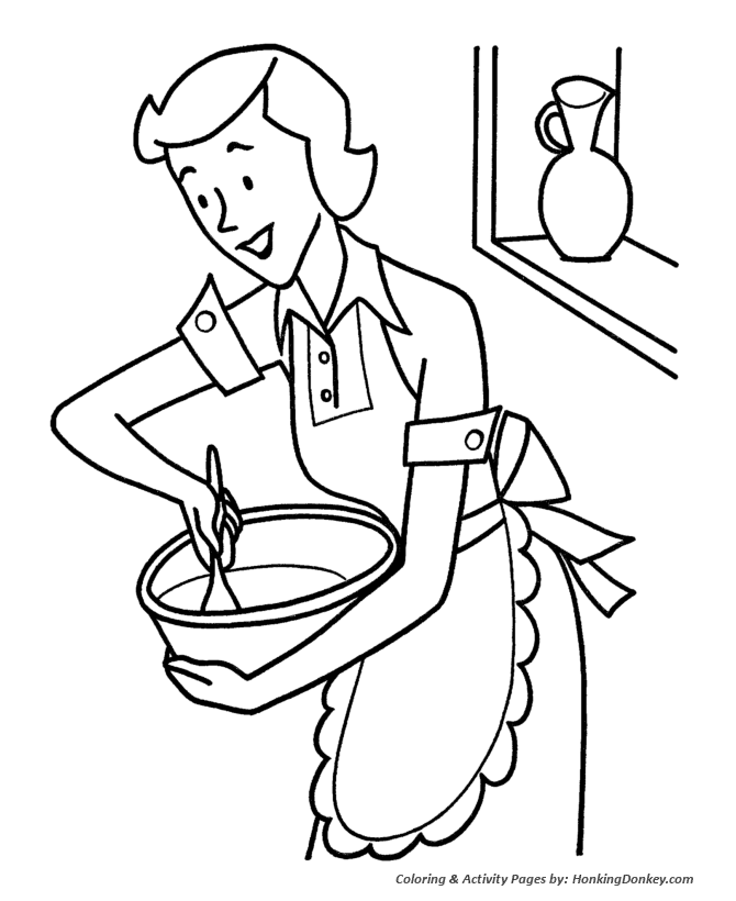 Christmas Cookies Coloring Pages - Mixing Christmas Cookie Coloring
