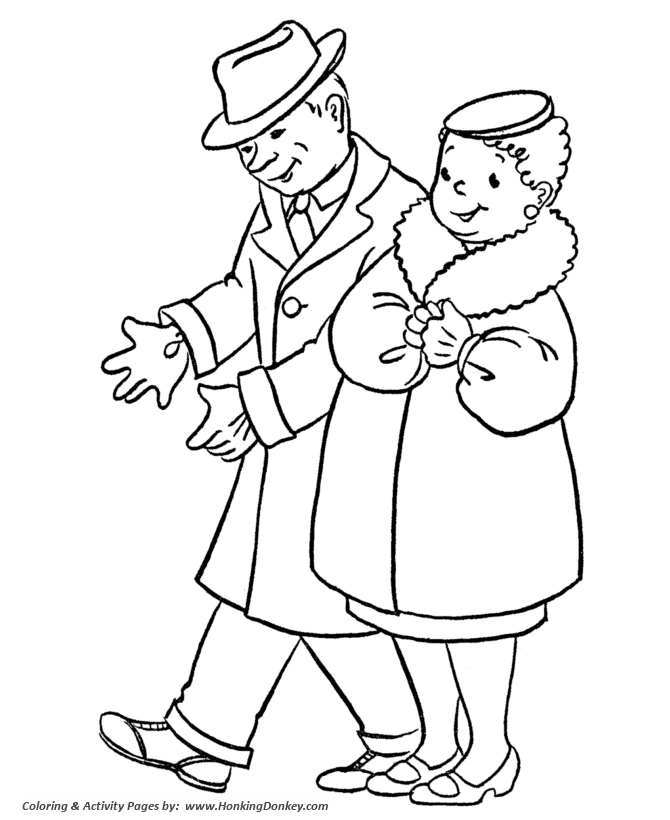 Grandparents Day Coloring Pages - Grandparents come to visit coloring