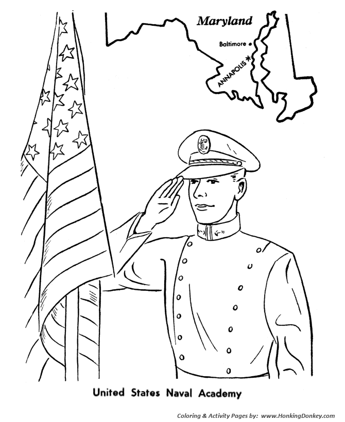 Veterans Day Coloring Pages US Naval Academy Veterans Coloring Page 