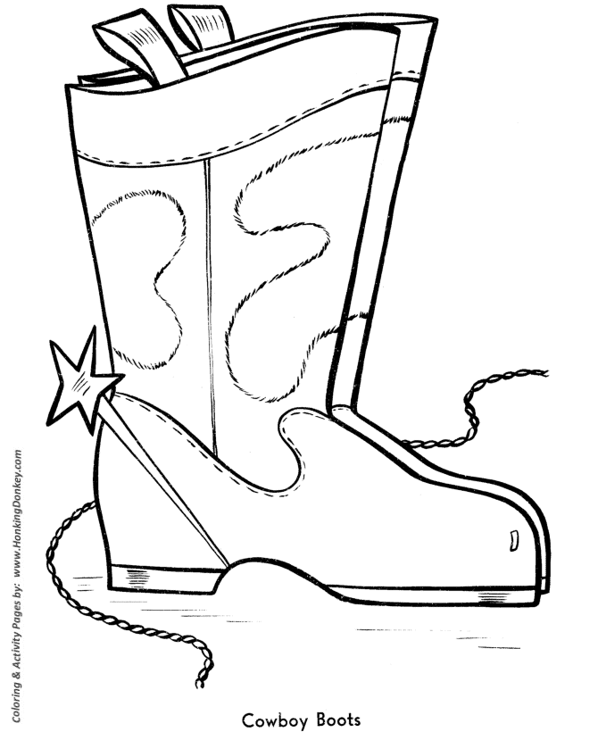 western boots coloring pages