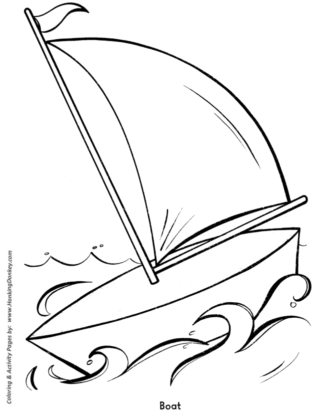 Easy Shapes Coloring pages | Sailboat